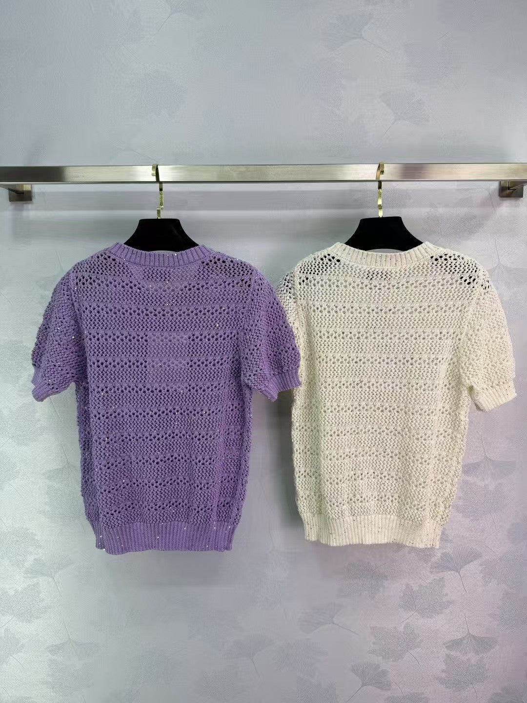 New breathable sequined knitted short sleeves