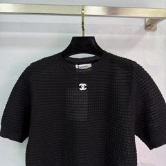 Nouveau pull tricoté à col rond et manches courtes pour le printemps et l'été