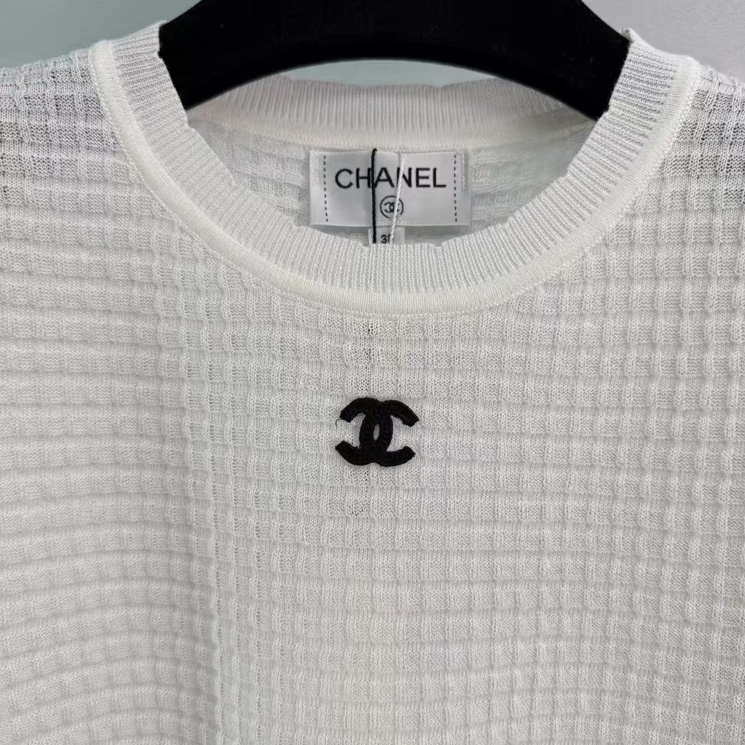 Frühling und Sommer neue gestrickte Rundhalsausschnitt kurze Ärmel