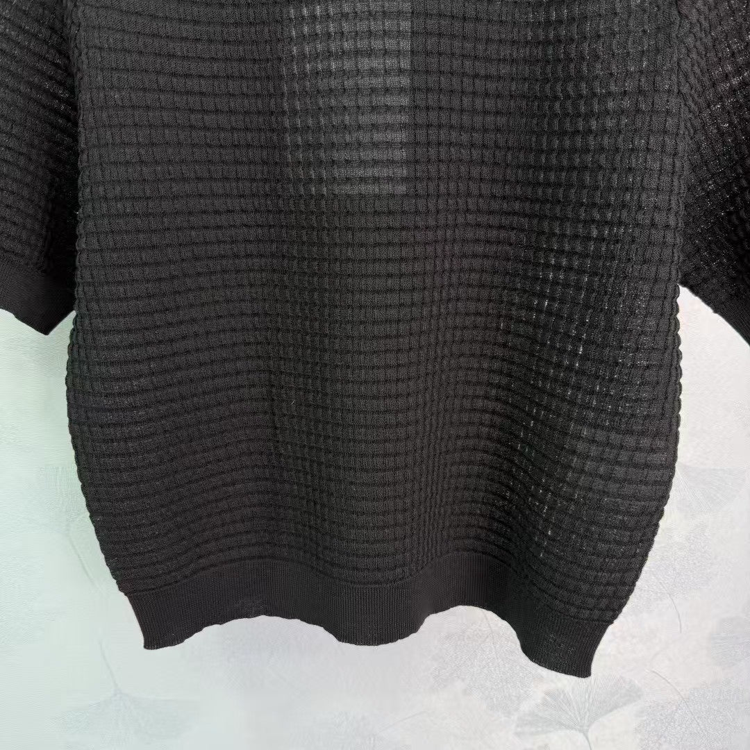 Frühling und Sommer neue gestrickte Rundhalsausschnitt kurze Ärmel