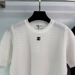 Nouveau pull tricoté à col rond et manches courtes pour le printemps et l'été
