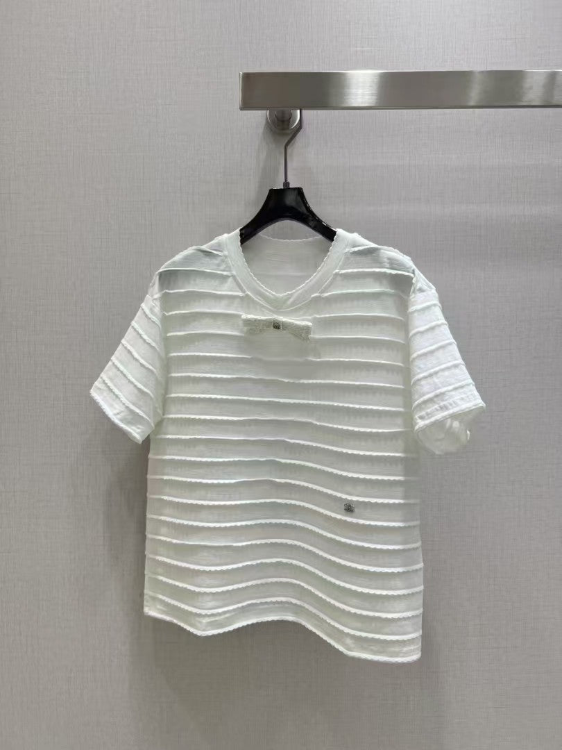 Beaded Bow Short Sleeve T-Shirt
