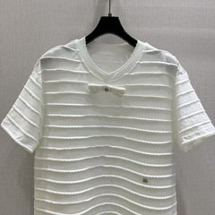 Beaded Bow Short Sleeve T-Shirt