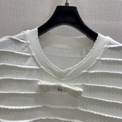 Beaded Bow Short Sleeve T-Shirt