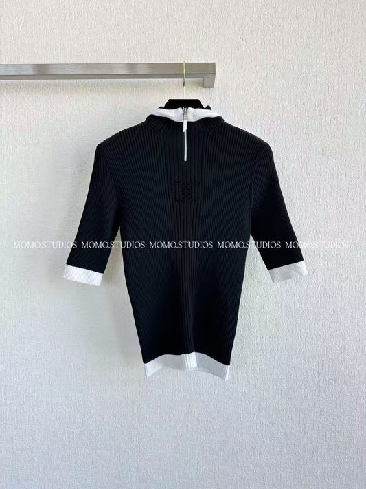 Häkel-Strickoberteil mit Kapuze und Ellenbogenärmeln