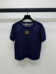 Hollow crew neck knitted short sleeves