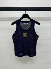 Hollow crew neck knitted vest