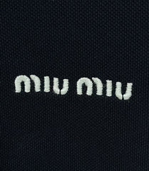 Lettering embroidered lapel T-shirt