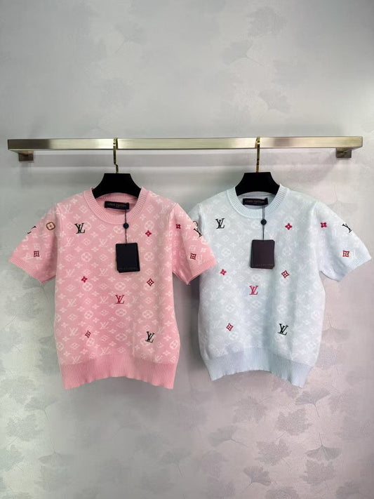 Neuer Stil gestrickter Rundhalsausschnitt mit kurzen Ärmeln im frühen Frühling