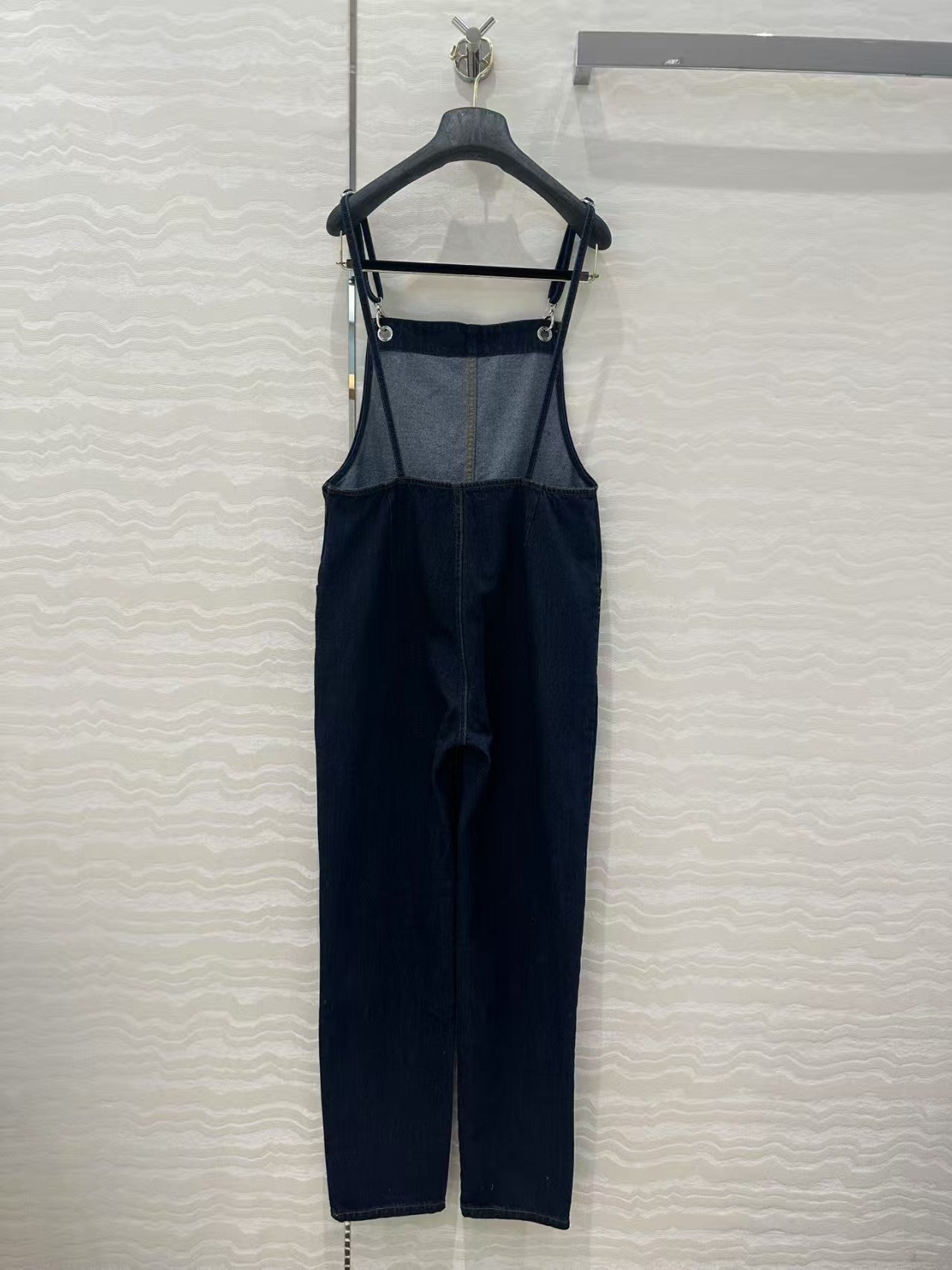 Native blue suspender jumpsuit