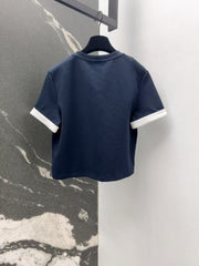 Triangle logo twist short sleeves with slit skirt