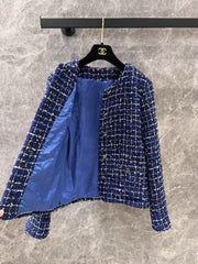Flowing blue tweed jacket