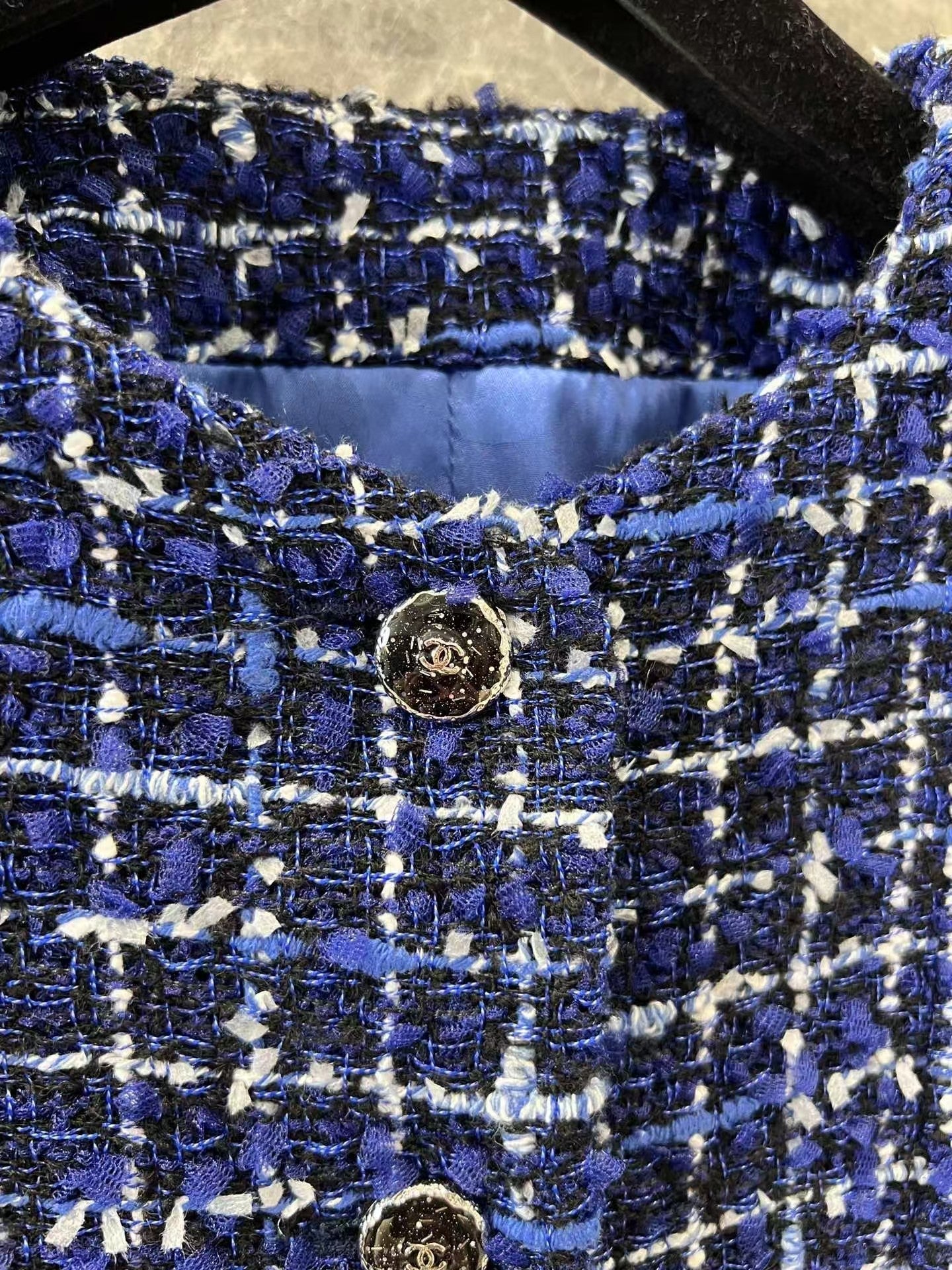 Flowing blue tweed jacket