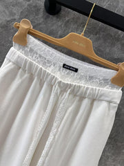 Drawstring double waist casual pants