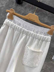Drawstring double waist casual pants