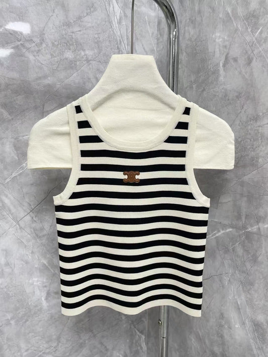 New contrast striped vest