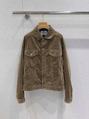Single-breasted coat with velvet denim lapel
