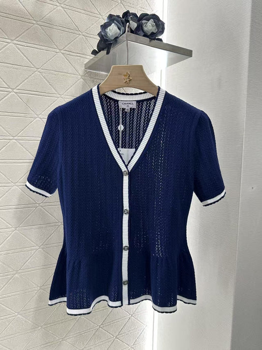 Fishtail contrast knitted cardigan