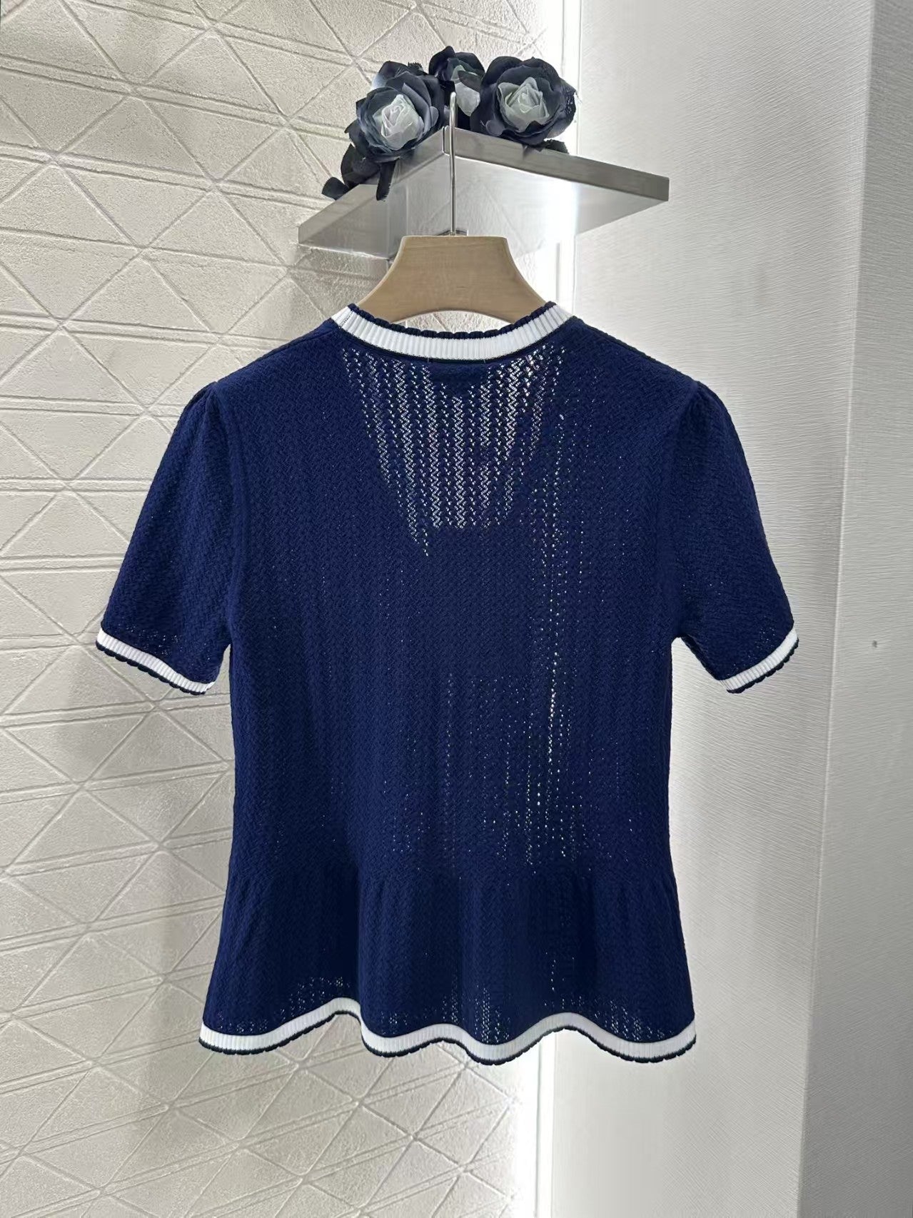 Fishtail contrast knitted cardigan