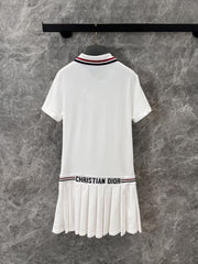 Preppy Classic Lapel Pleated Dress