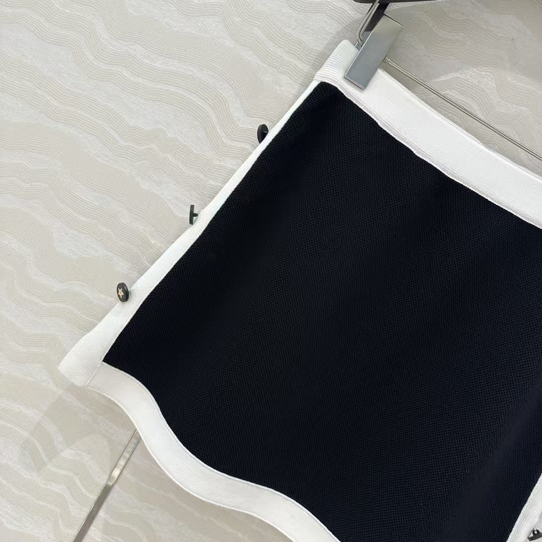 Mini-jupe en tricot de couleur contrastée Temperament