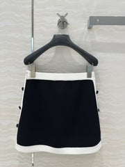 Temperament knitted contrast color mini skirt