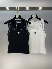 Letter Embroidery Knitted Vest
