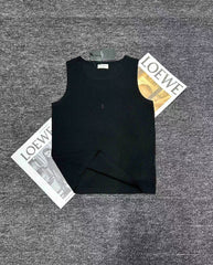 Lettering embroidered knitted vest