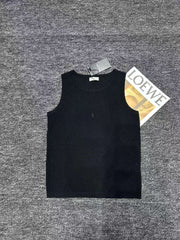 Lettering embroidered knitted vest