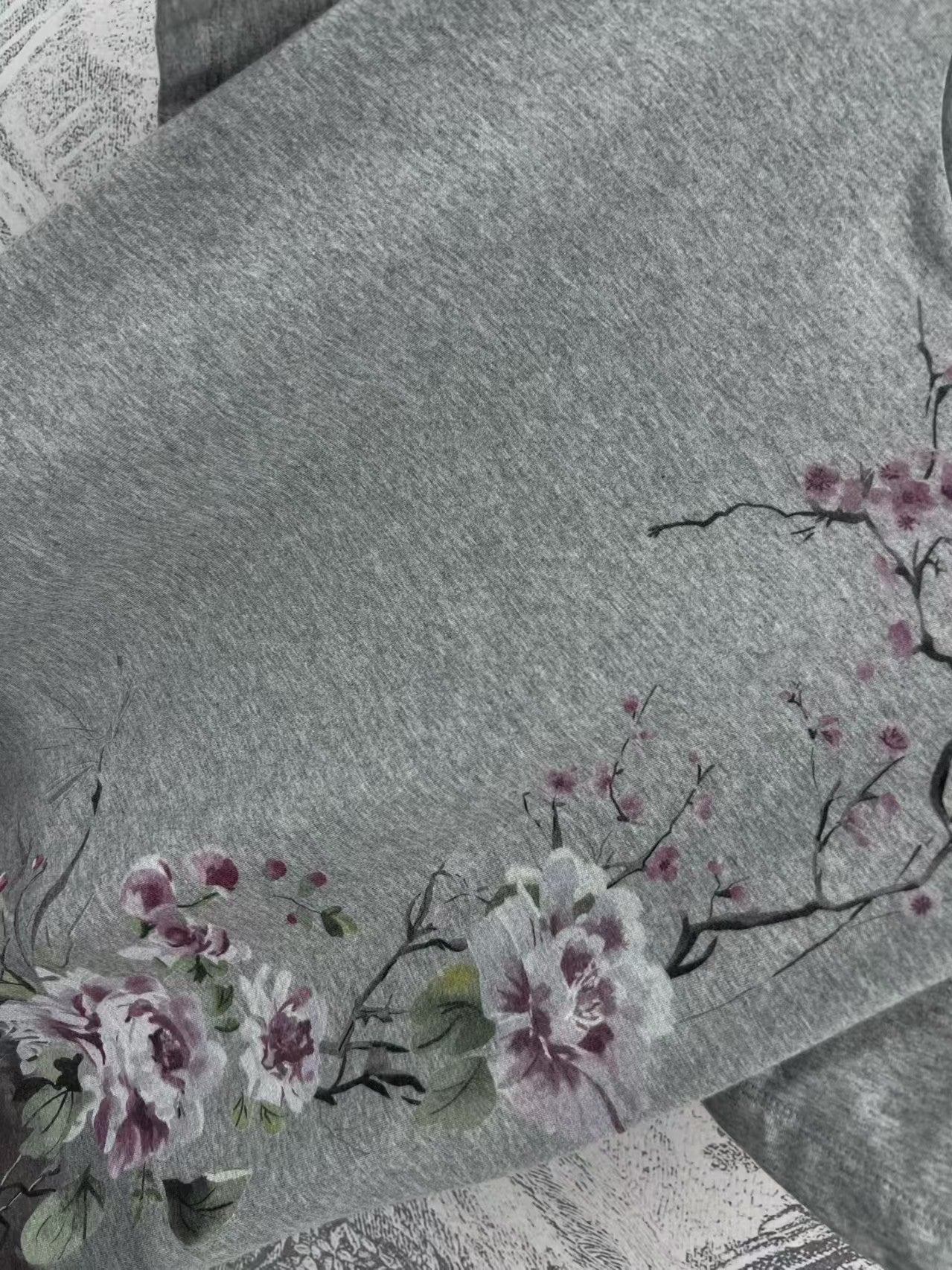 Floral pattern gradient short sleeves