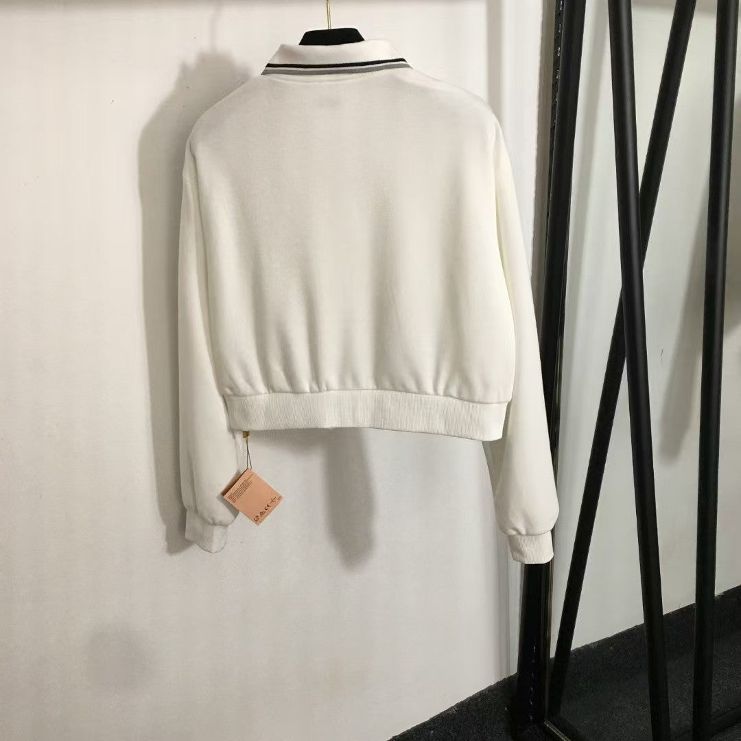 Fashionable lapel zipper short jacket + skirt