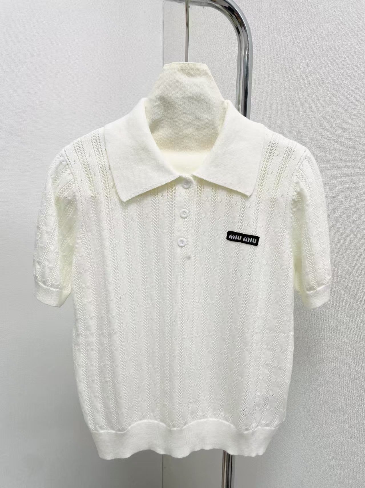 Mesh stitching hollow lapel short sleeves