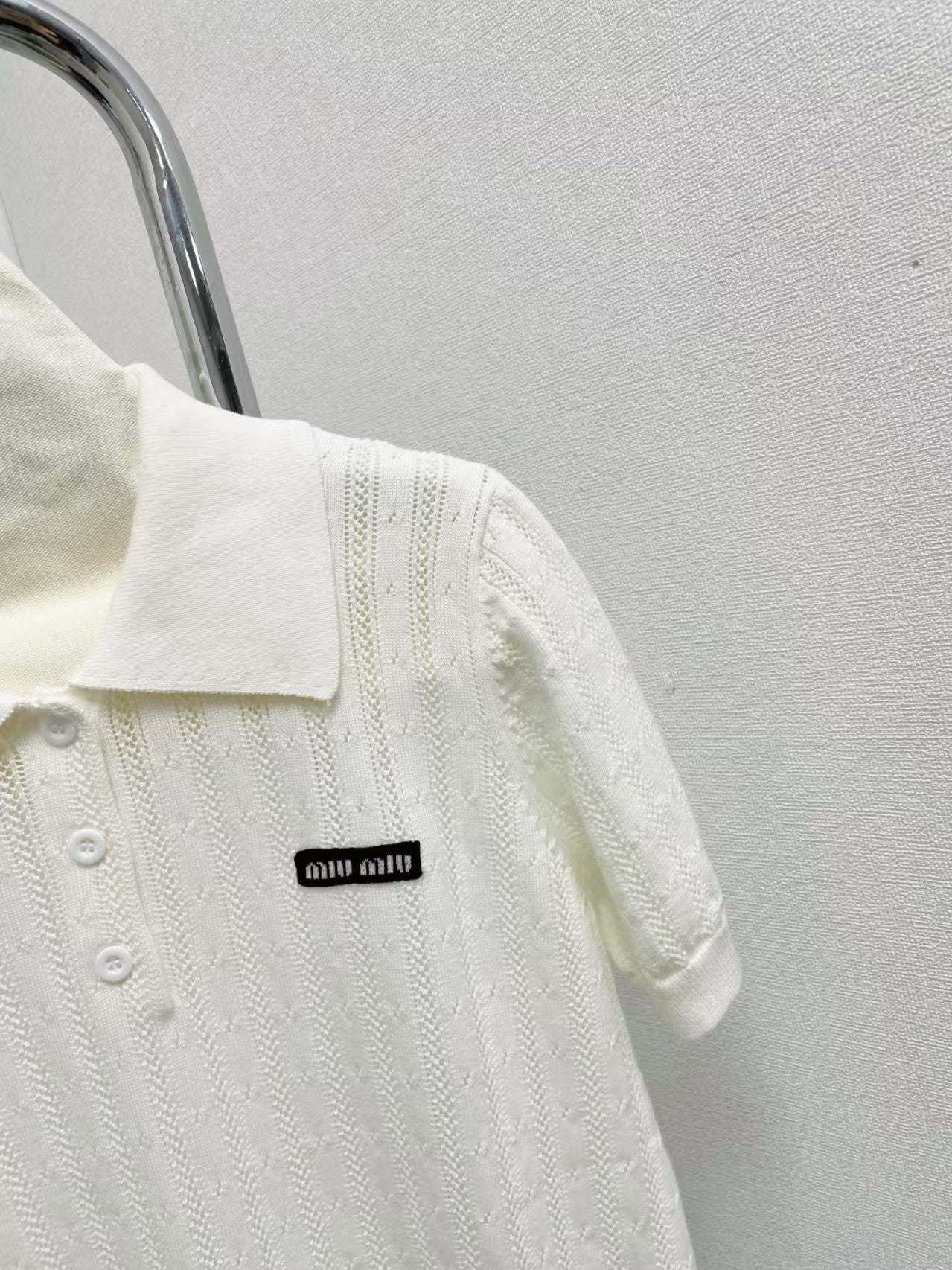 Mesh stitching hollow lapel short sleeves