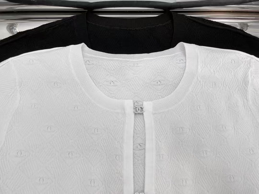 Cardigan en tricot à boutons en losange Double C