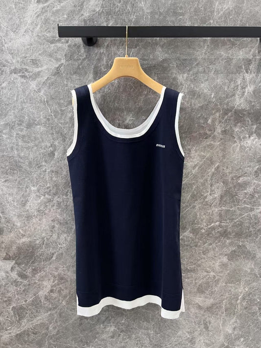 Jacquard-knit mini vest dress