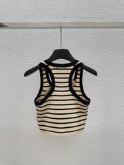 Crew Neck Knit Striped Vest