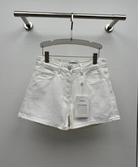 printed denim shorts