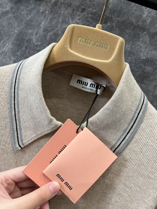 25 Spring/Summer New Arrivals Letter Micro Logo Polo Neck Short Sleeve Knit