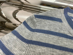 25NEW Striped Knitted Short-Sleeved Top