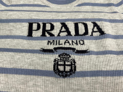 25NEW Striped Knitted Short-Sleeved Top