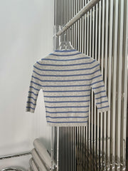 25NEW Striped Knitted Short-Sleeved Top