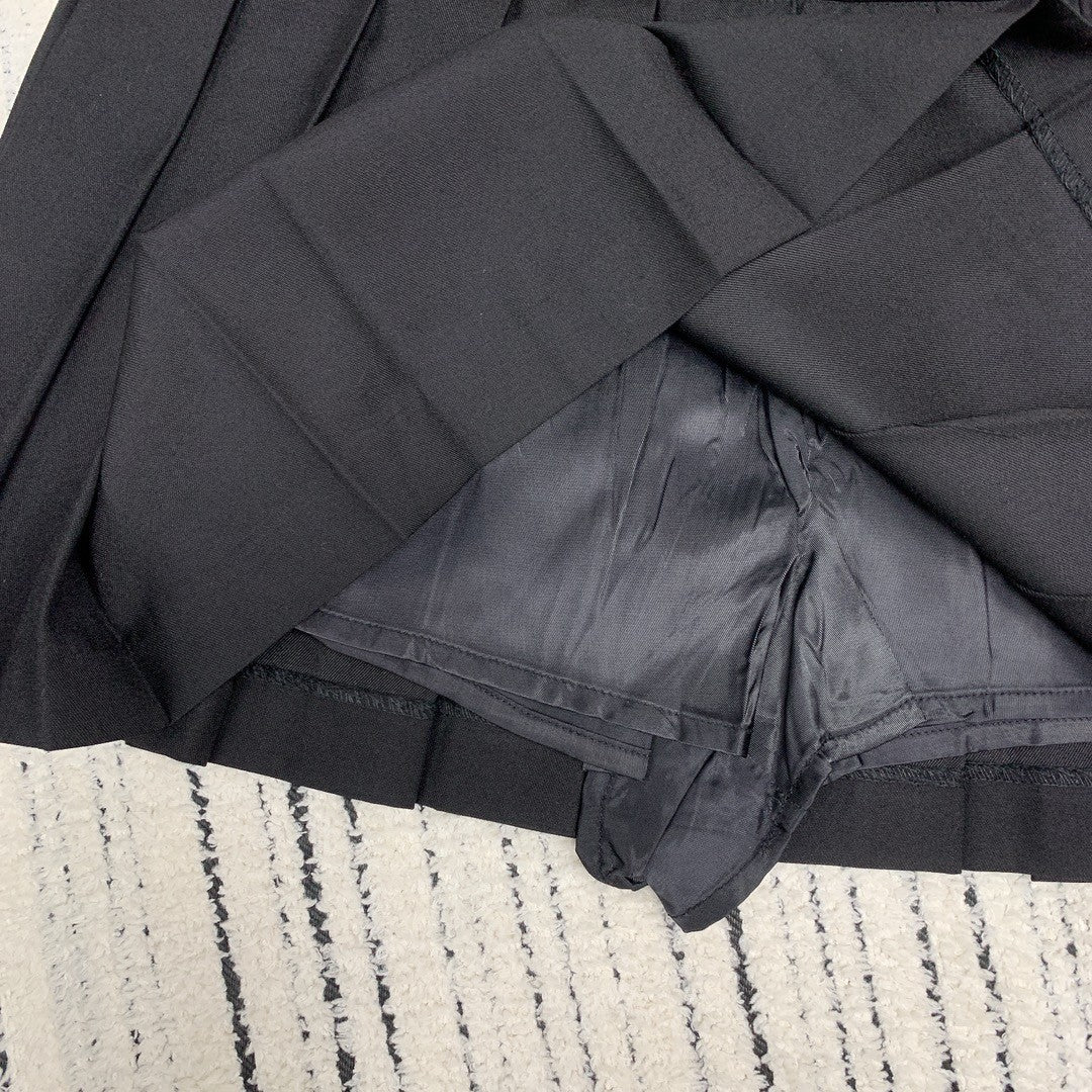 Early Spring New Side Zipper Letter Belt Pleated Skirt