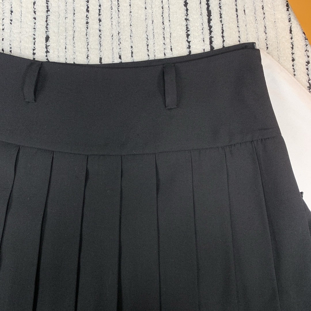 Early Spring New Side Zipper Letter Belt Pleated Skirt