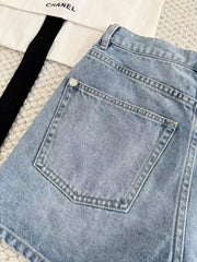 2025 Summer New Arrival Small Fragrance Coco Embroidered Denim Shorts  SML