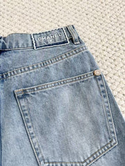 2025 Summer New Arrival Small Fragrance Coco Embroidered Denim Shorts  SML