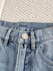 2025 Summer New Arrival Small Fragrance Coco Embroidered Denim Shorts  SML