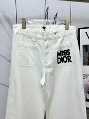 New arrival double front pocket printed letter denim
