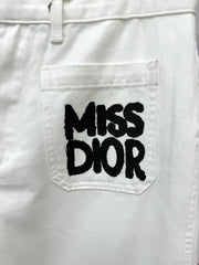 New arrival double front pocket printed letter denim