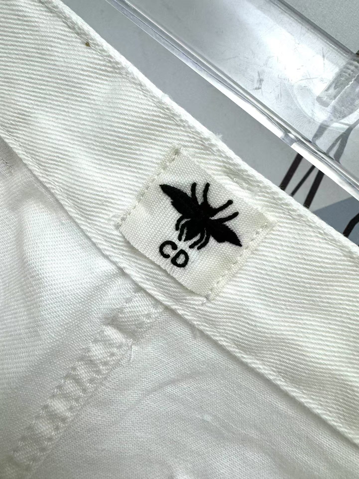 New arrival double front pocket printed letter denim