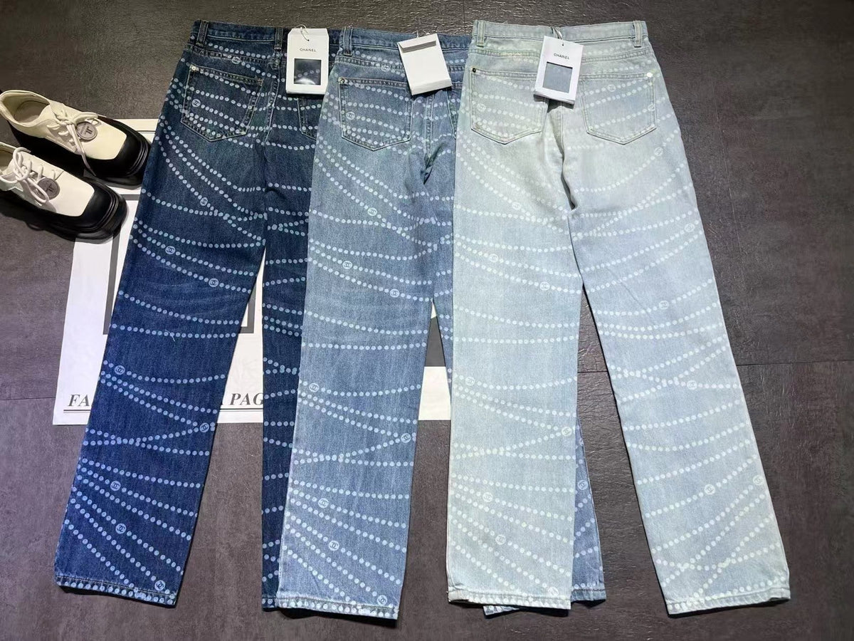 25p Spring/Summer New Arrival Pearl Denim Straight Leg Pants